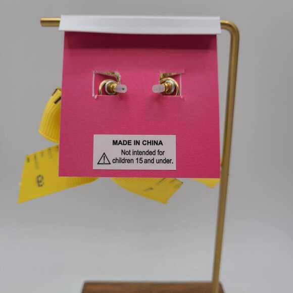 Betsey Johnson Measuring Tape Blue Stone Statement Earrings NWT! - Picture 3 of 5